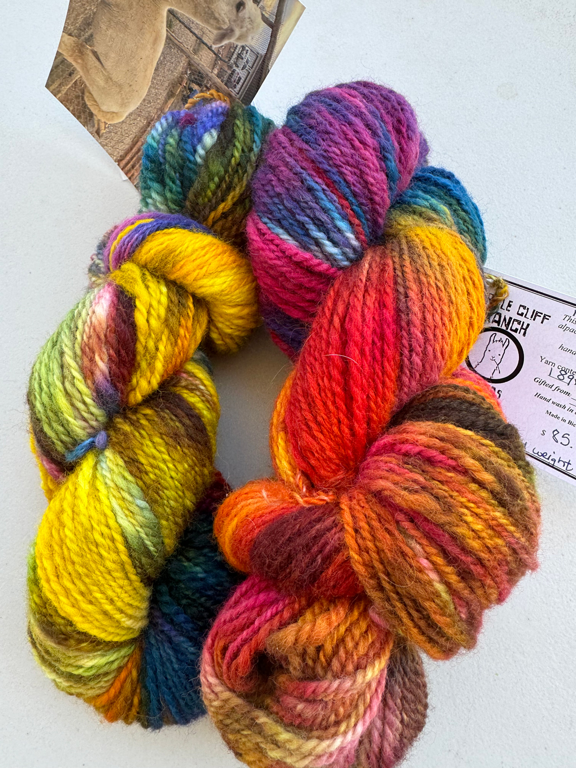 Artsy-Fartsy yarn is our specialty (limited quantities). Hand-spun and Mill spun for you.