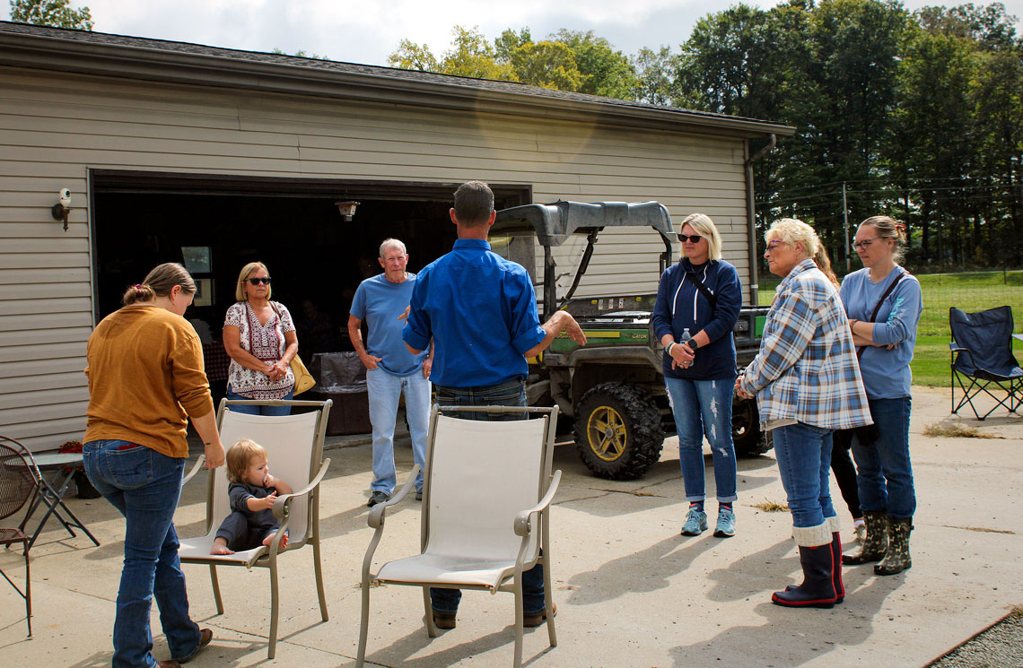Guests exploring the alpaca farm during a guided tour at Circus City Alpacas