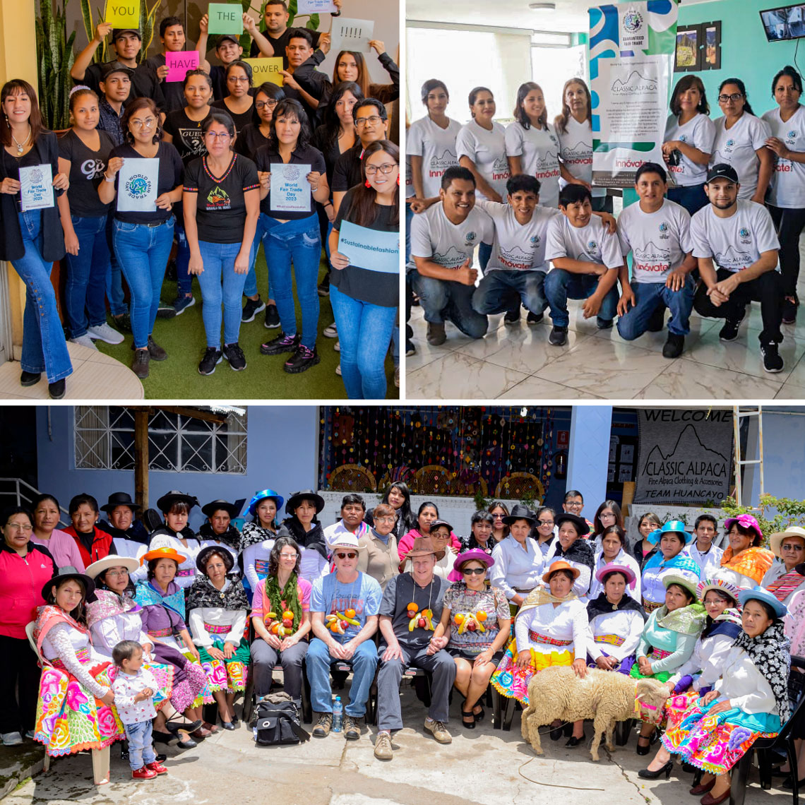 Meet our dedicated team, the heart of our company. As members of the World Fair Trade Organization (WFTO), we promote a work environment based on respect, equity, and fair working conditions, ensuring just compensation for all our collaborators. From our industrial and artisanal production lines to our administrative and international customer service teams, each collaborator plays a key role in the creation of alpaca products. We also offer private label orders, shipped directly from Peru to meet the needs of our international clients.