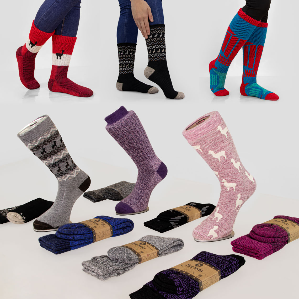 Discover our wide variety of alpaca socks, designed to provide warmth, comfort, and durability. We use cutting-edge technology to create soft, breathable socks perfect for any occasion.