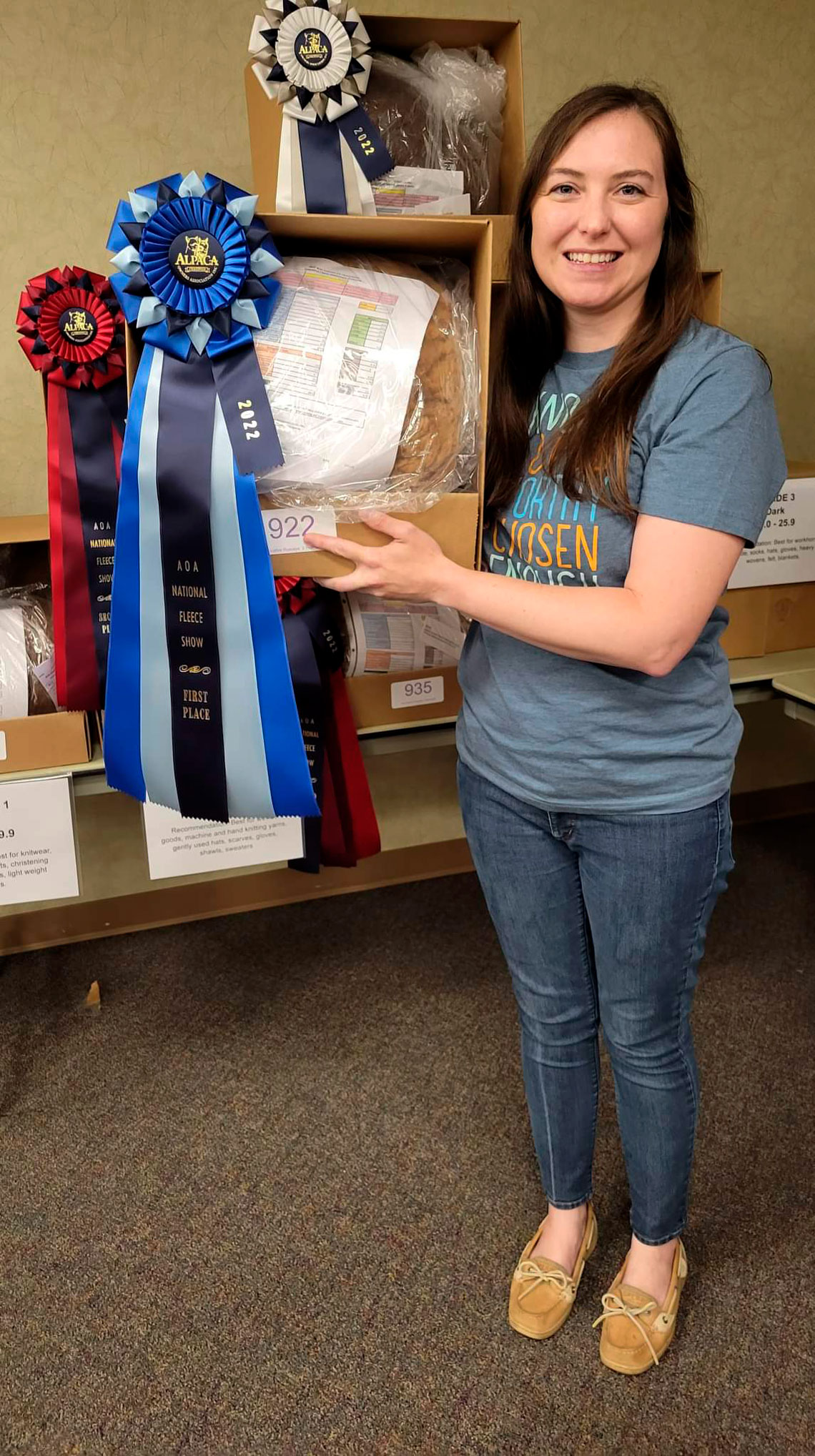 Gypsy won a 1st place ribbon in the 2022 national IFA fleece show