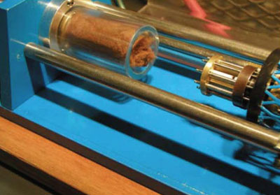 Mini-core sample with alpaca fiber in compression tube