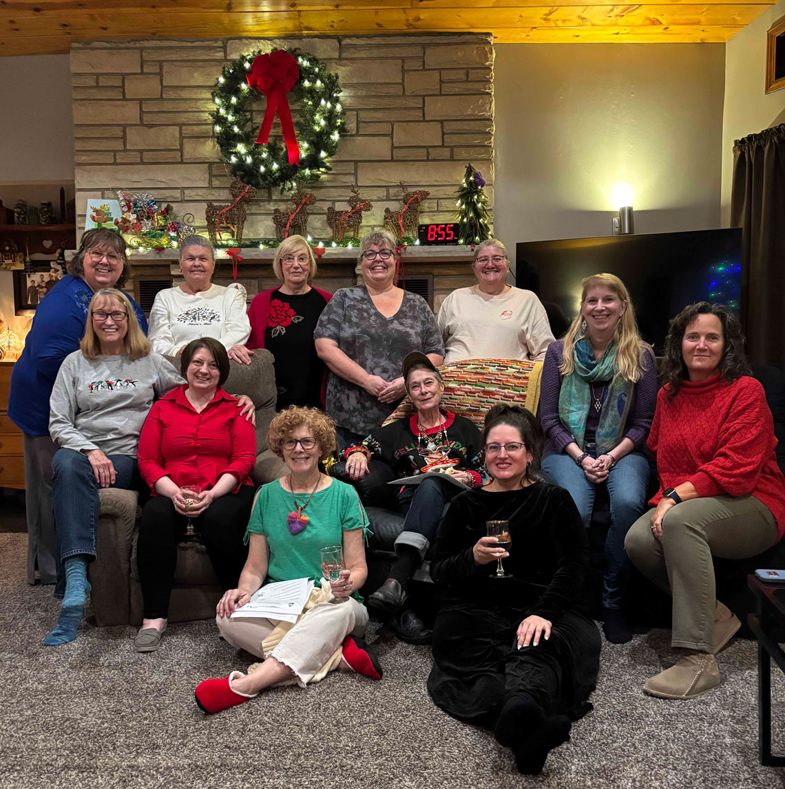 Lippencott Alpacas Knitting Herd, a group that meets weekly to knit together.