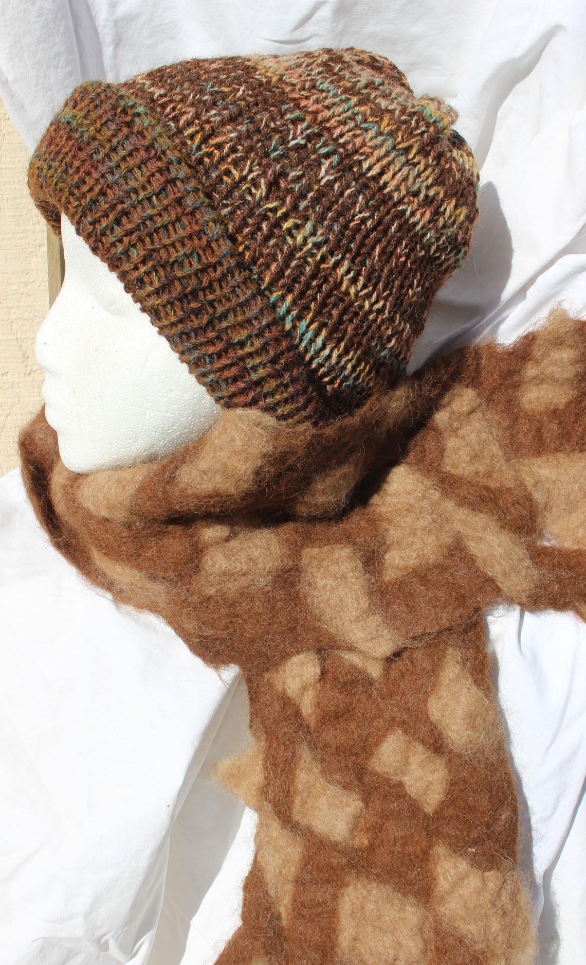 Hats and scarves from alpaca fiber
